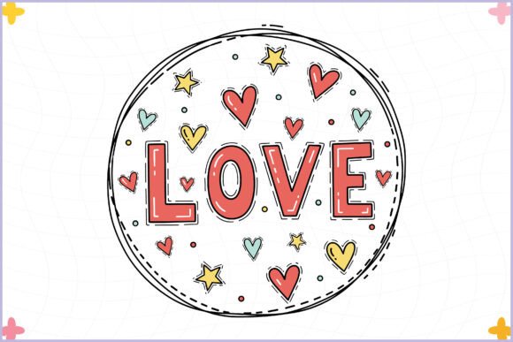 Charming Valentine’s Doodle Love Badge Clipart