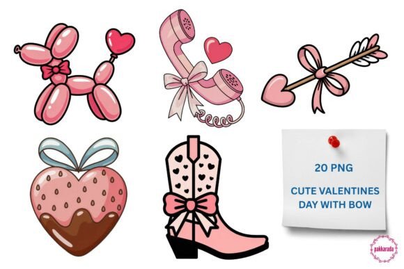 Designing Romance: Elevating Your Projects with the Cute Valentine’s Day with Bow PNG Bundle