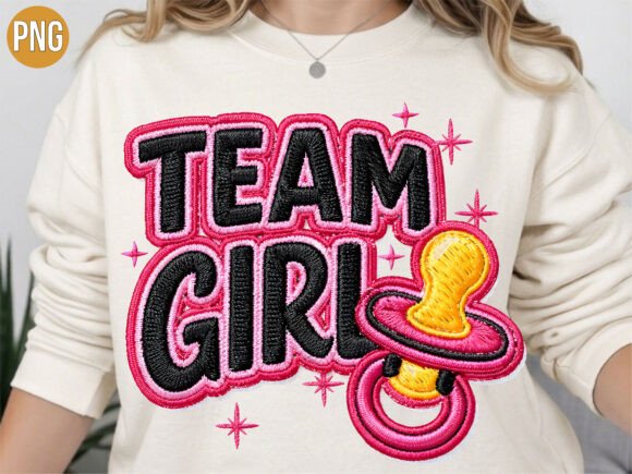 Embroidered Team Girl Pacifier Pink PNG: Elevating Modern Digital Craftsmanship