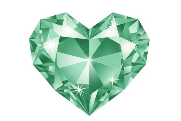 Evaluating the Green Heart-shaped Gemstone Illustration for Professional Design and Print Projects