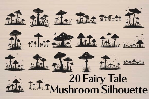 Fairy Tale Mushroom Silhouette SVG Bundle